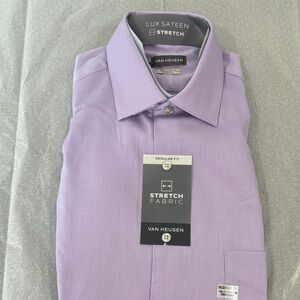 Van Heusen Men's Lavender Stretch Dress Shirt